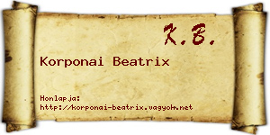 Korponai Beatrix névjegykártya